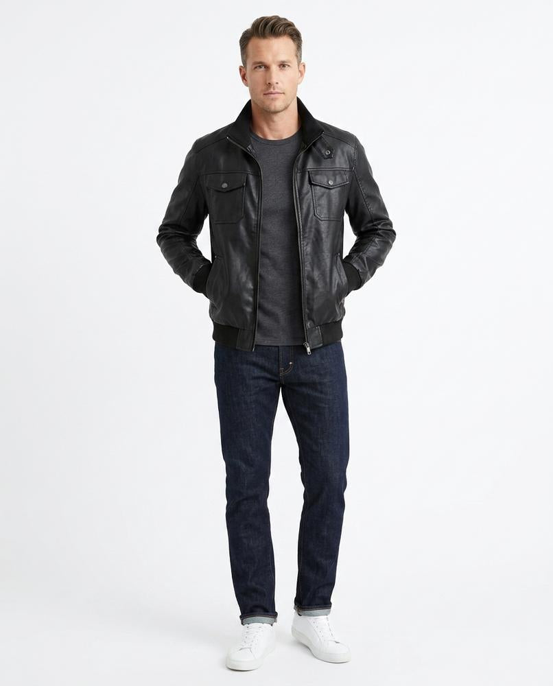 Nord Wear - Dehud | Zip-Up Stand-Collar Leather Jacket Men