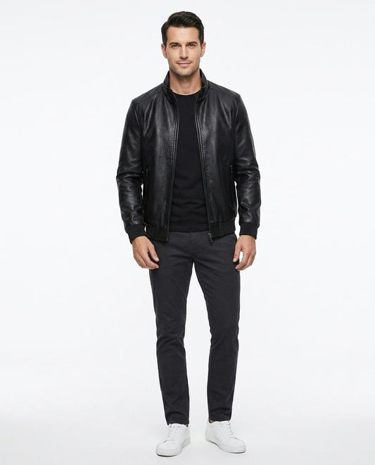 Nord Wear - Aesur | Stand-Collar Zip-Up Leather Jacket Men
