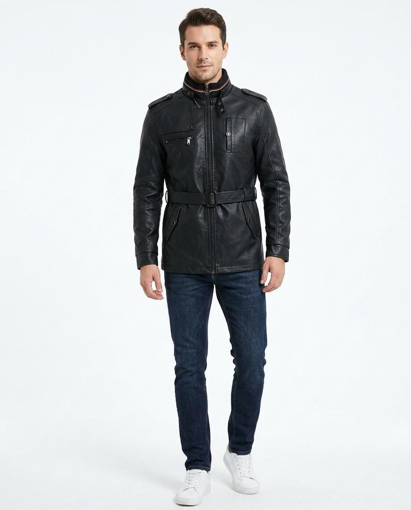Nord Wear - Vosor | Belted Mid-Length Leather Jacket Men