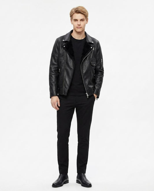 Nord Wear - Duses | Asymmetrical Lined Leather Jacket Men