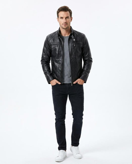 Nord Wear - Capav | Quilted Zippered Leather Jacket Men