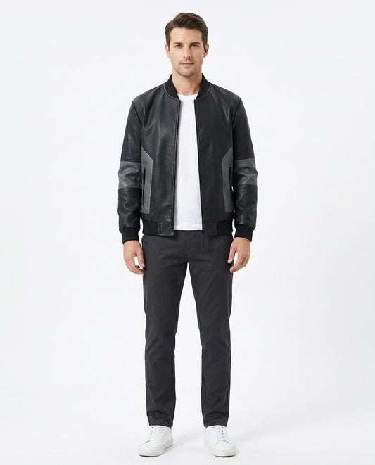 Nord Wear - Nulid | Color-Blocked Zip-Up Leather Jacket Men