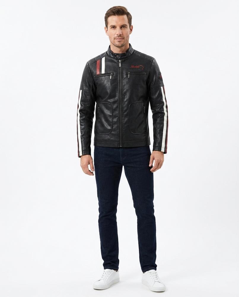 Nord Wear - Lodok | Zip-Up Striped Leather Jacket Men