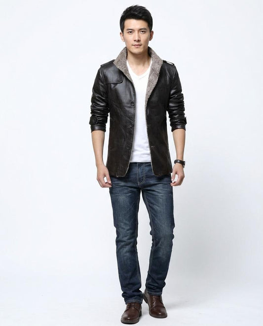 Nord Wear - Suval | Lined Button-Up Leather Jacket Men