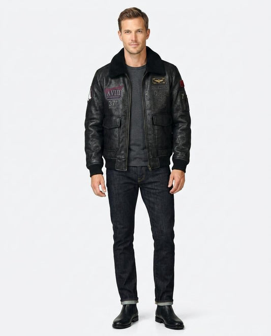 Nord Wear - Lorok | Embroidered Lined Leather Jacket Men