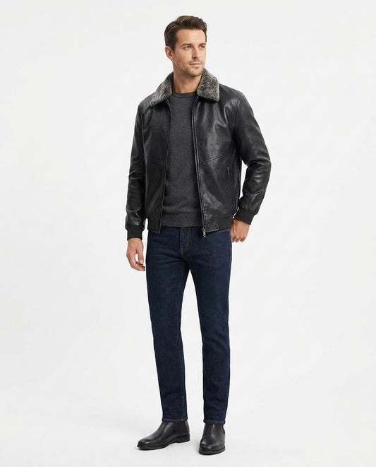 Nord Wear - Tivod | Faux-Leather Fur-Collar Jacket Men