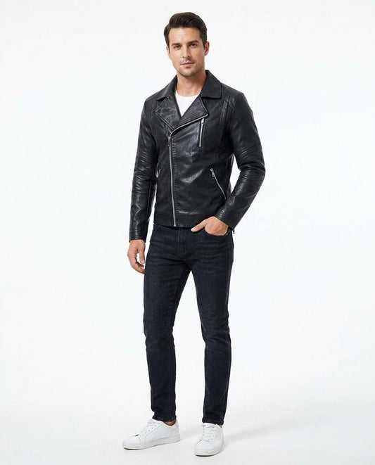 Nord Wear - Nawuv | Asymmetrical Zippered Leather Jacket Men
