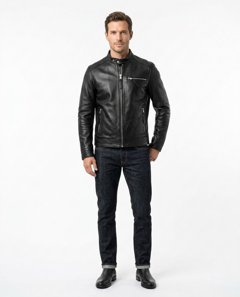 Nord Wear - Cagum | Grained Leather Zippered Leather Jacket Men