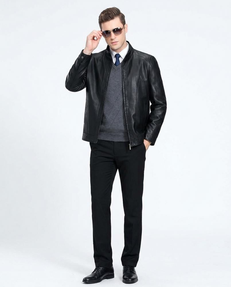 Nord Wear - Aopas | Slim-Fit Stand-Collar Leather Jacket Men