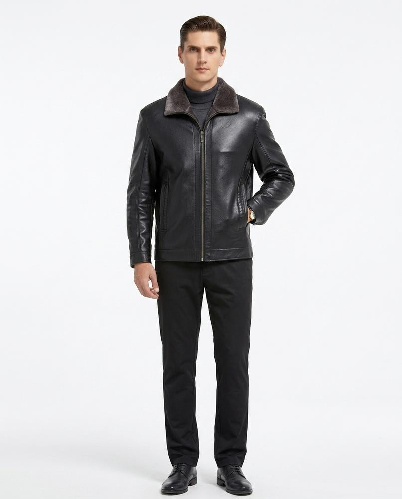Nord Wear - Renin | Zip-Up Shearling-Collar Leather Jacket Men