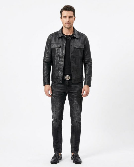 Nord Wear - Lisuk | Button-Front Collared Leather Jacket Men