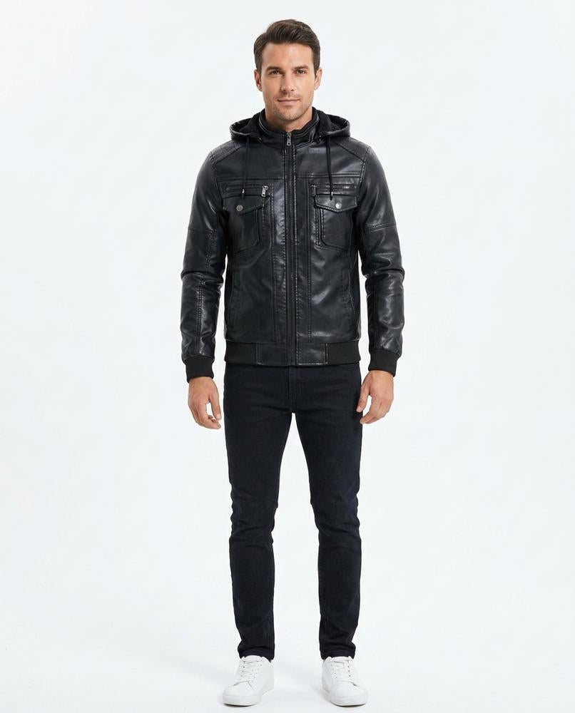 Nord Wear - Aired | Hooded Quilted Leather Jacket Men