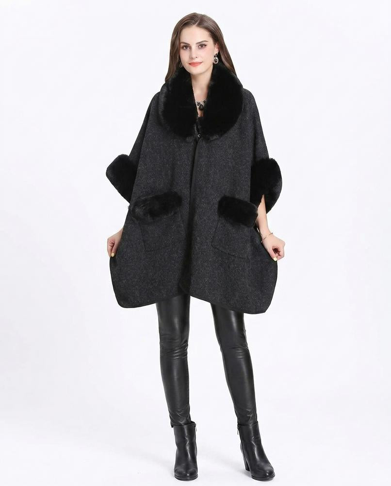 Nord Wear - Eikad | Faux Fur-Trimmed Cape-Style Coat Women