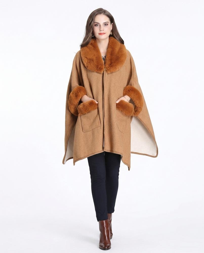 Nord Wear - Eikad | Faux Fur-Trimmed Cape-Style Coat Women