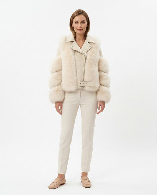Nord Wear - Kapov | Fur-Trimmed Belted Leather Jacket Women
