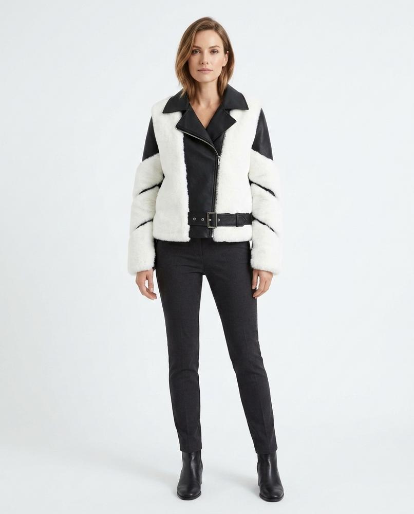 Nord Wear - Kapov | Fur-Trimmed Belted Leather Jacket Women