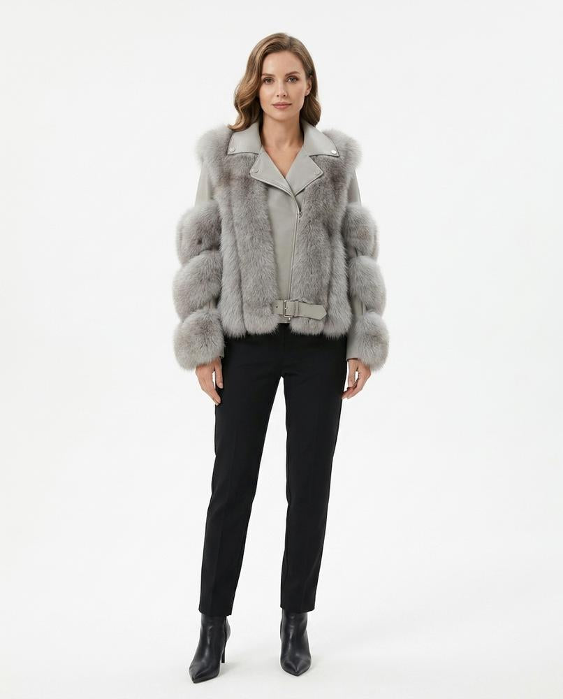 Nord Wear - Kapov | Fur-Trimmed Belted Leather Jacket Women