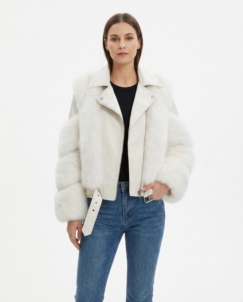 Nord Wear - Kapov | Fur-Trimmed Belted Leather Jacket Women