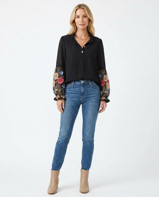 Nord Wear - Tumev | Embroidered Balloon-Sleeve Blouse Women