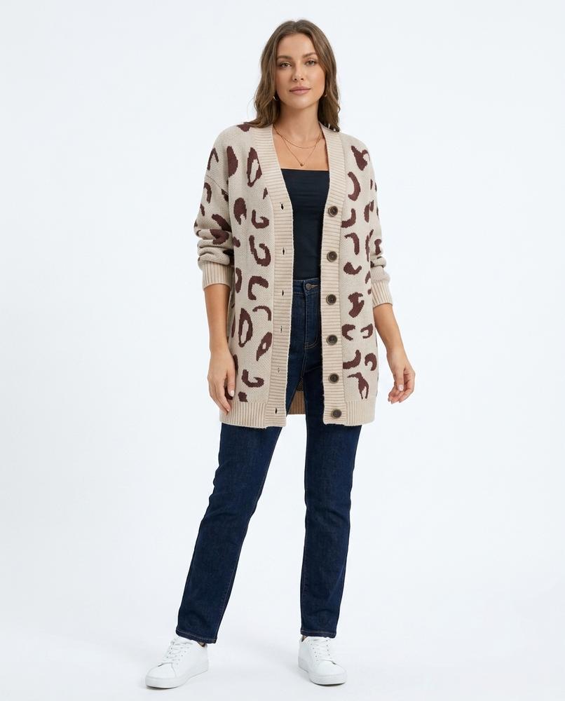 Nord Wear - Yemav | Leopard Print Button-Front Knit Cardigan Women