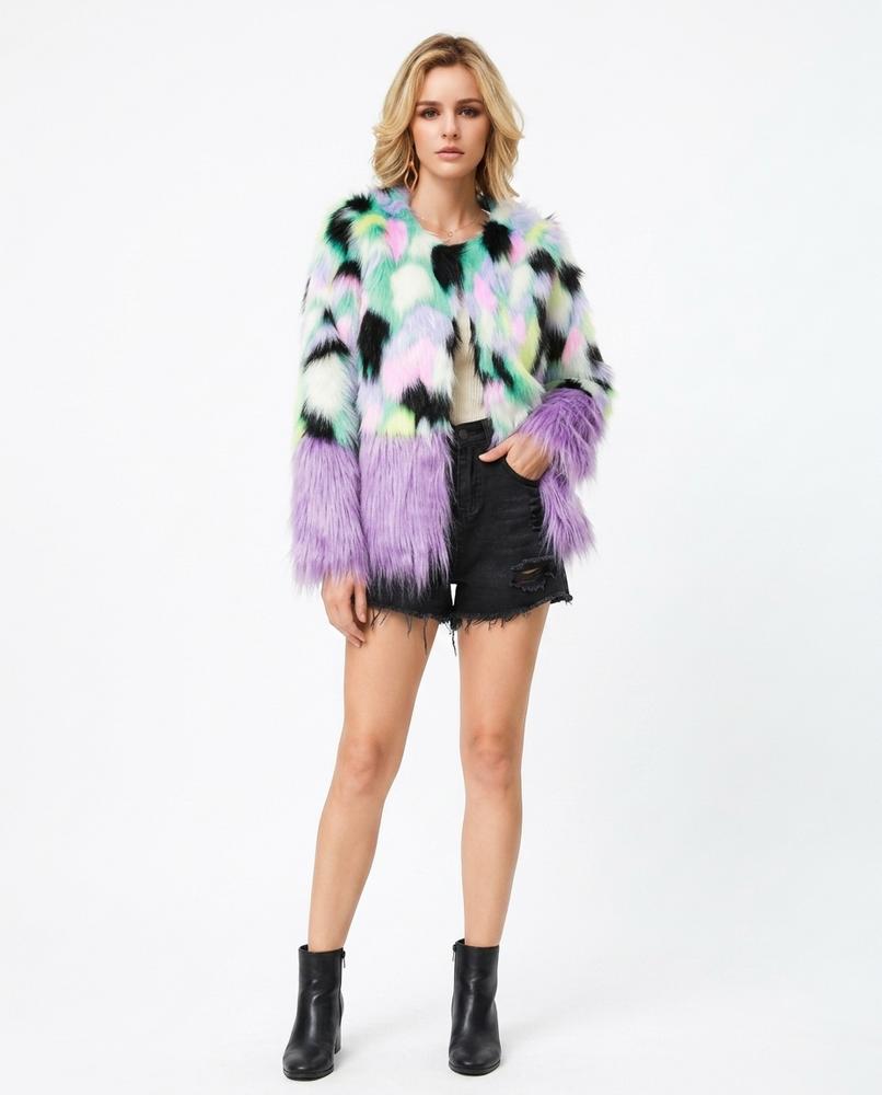 Nord Wear - Luzev | Faux Fur Multicolor Coat Women