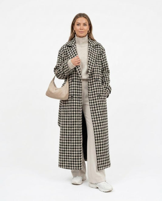 Nord Wear - Nugas | Houndstooth Double-Breasted Coat Women