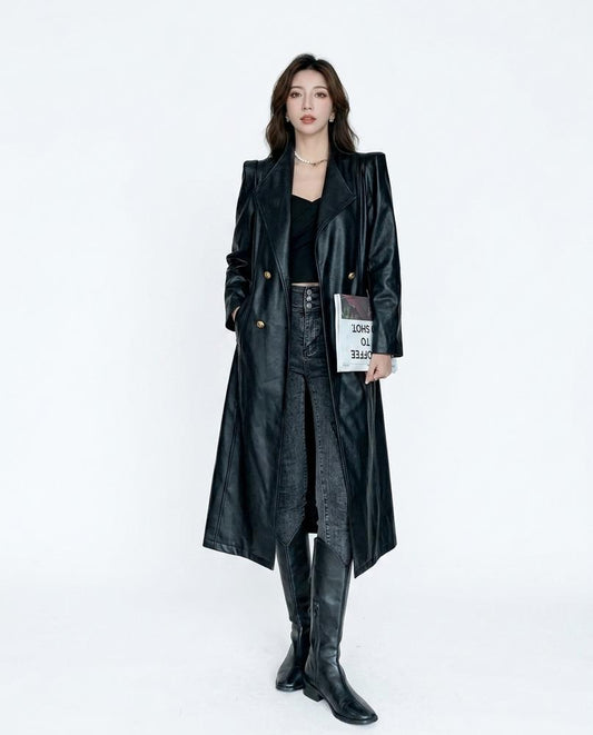 Nord Wear - Tetum | Double-Breasted Faux Leather Coat Women
