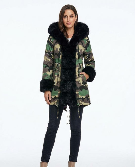 Nord Wear - Aalet | Fur-Trimmed Camouflage Coat Women