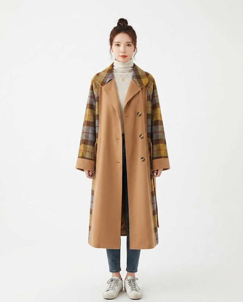 Nord Wear - Mezus | Double-Breasted Plaid-Paneled Coat Women