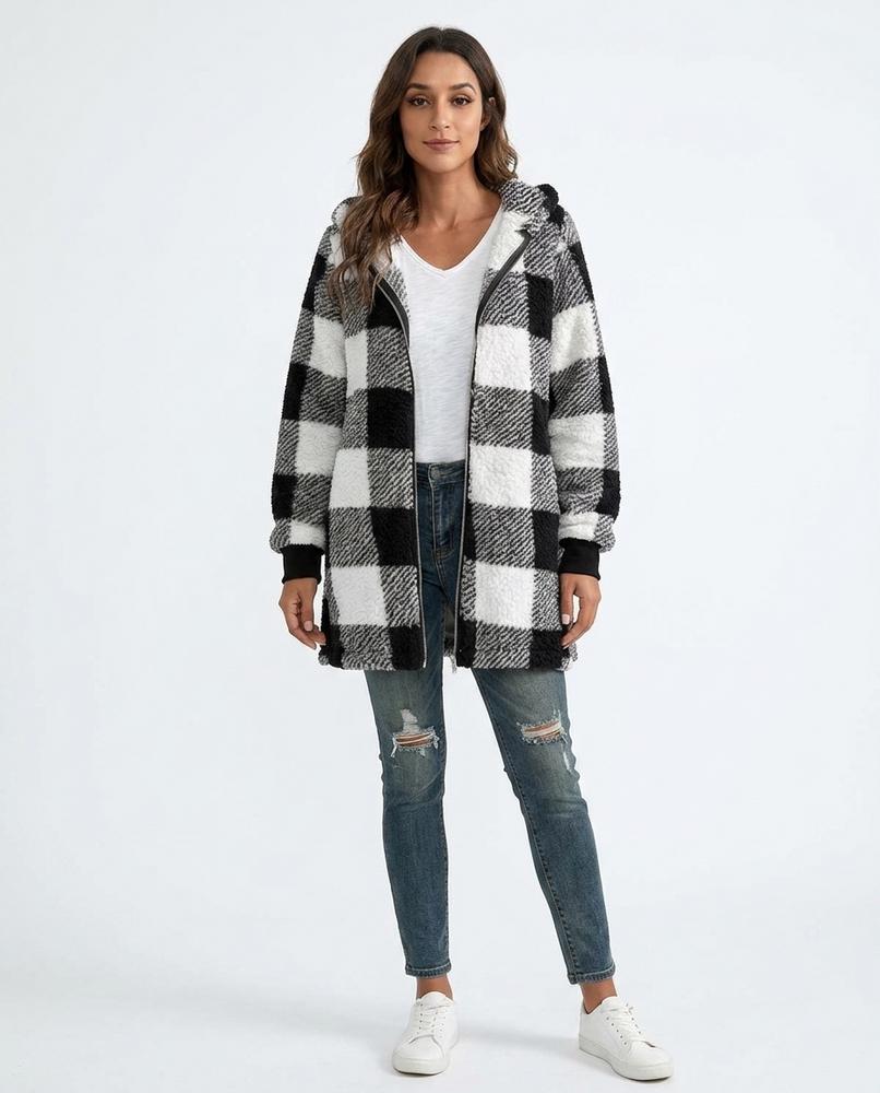 Nord Wear - Comil | Hooded Plaid Coat Women