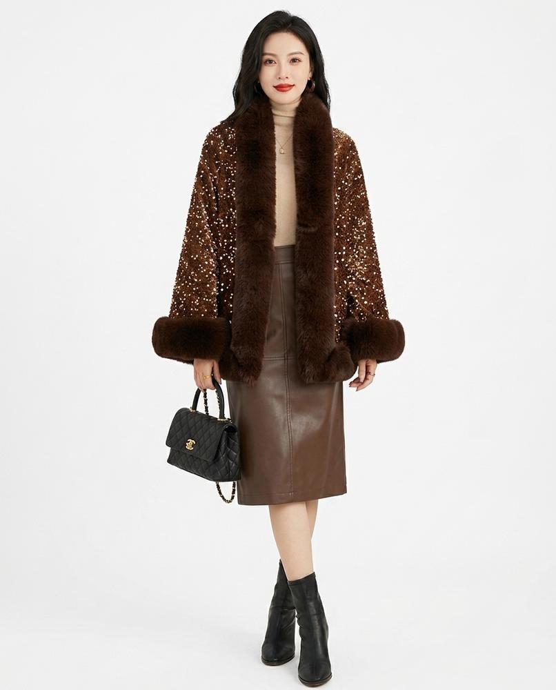 Nord Wear - Sunen | Sequined Faux Fur-Trimmed Jacket Women