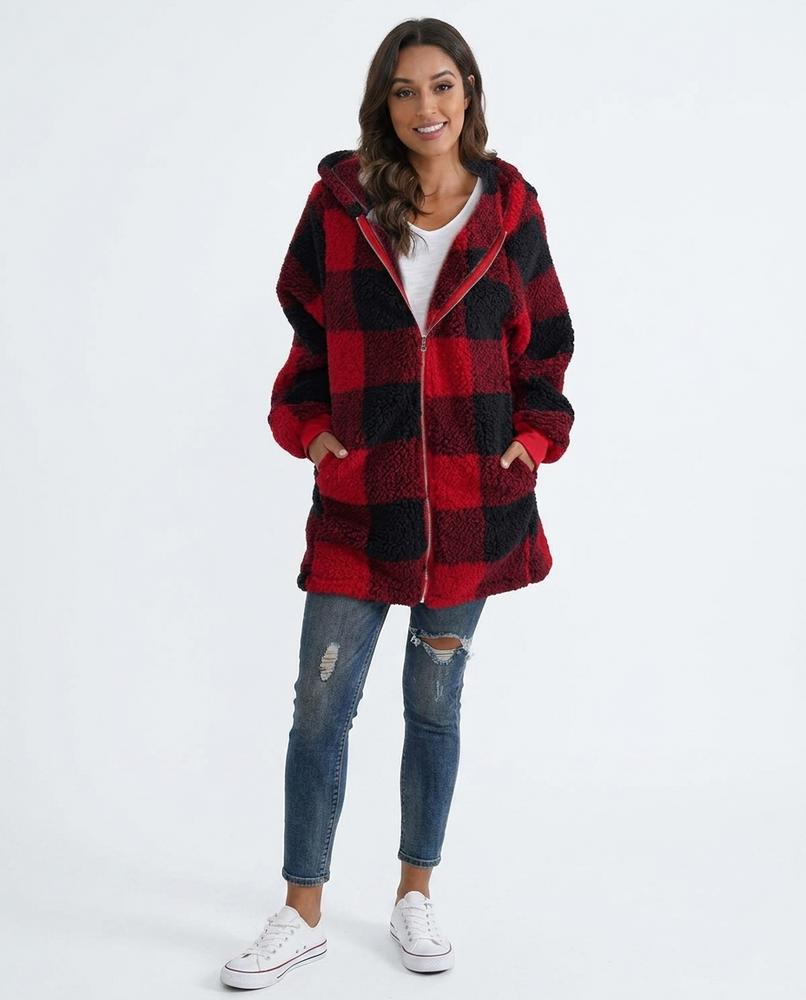 Nord Wear - Comil | Hooded Plaid Coat Women