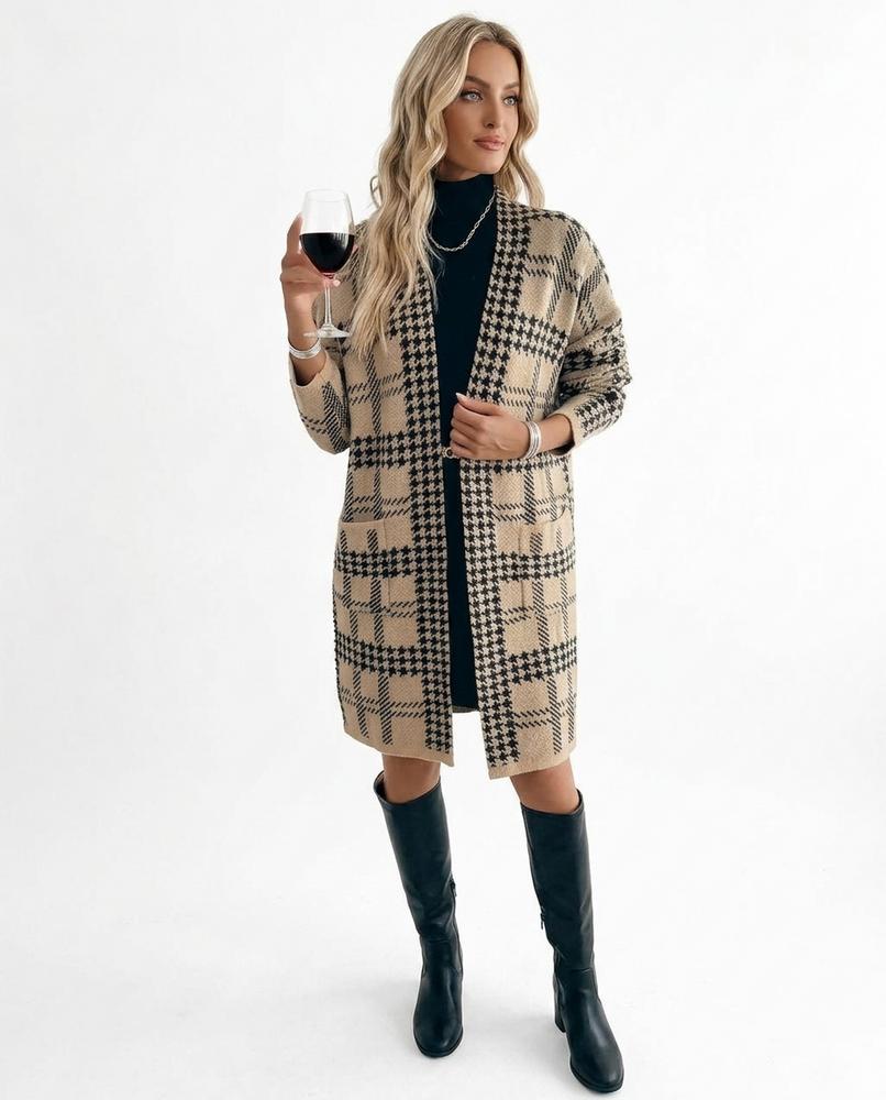Nord Wear - Yerek | Houndstooth Open-Front Knit Cardigan Women