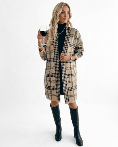 Nord Wear - Yerek | Houndstooth Open-Front Knit Cardigan Women