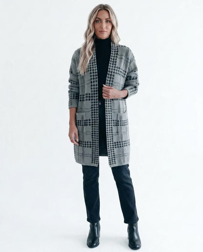 Nord Wear - Yerek | Houndstooth Open-Front Knit Cardigan Women
