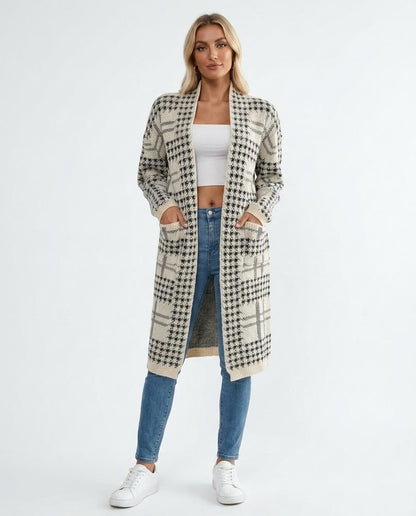 Nord Wear - Yerek | Houndstooth Open-Front Knit Cardigan Women