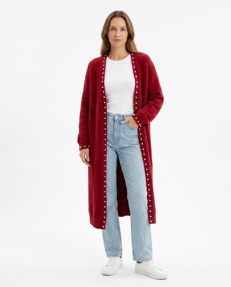 Nord Wear - Yuvok | Pearl-Embellished Longline Knit Cardigan Women