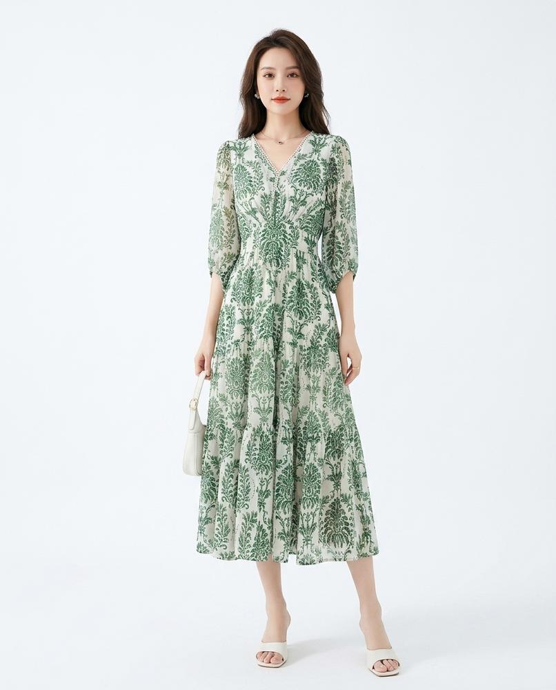 Nord Wear - Vinar | Patterned V-Neck Midi Dress Women