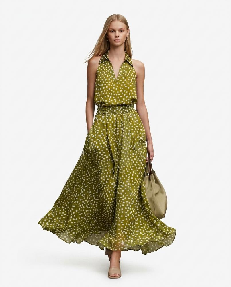 Nord Wear - Lemev | Halterneck Polka Dot Maxi Dress Women