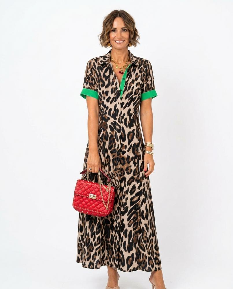 Nord Wear - Misud | Leopard Print Collared Maxi Dress Women