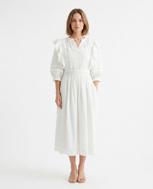 Nord Wear - Yuvod | Embroidered Ruffled Midi Dress Women