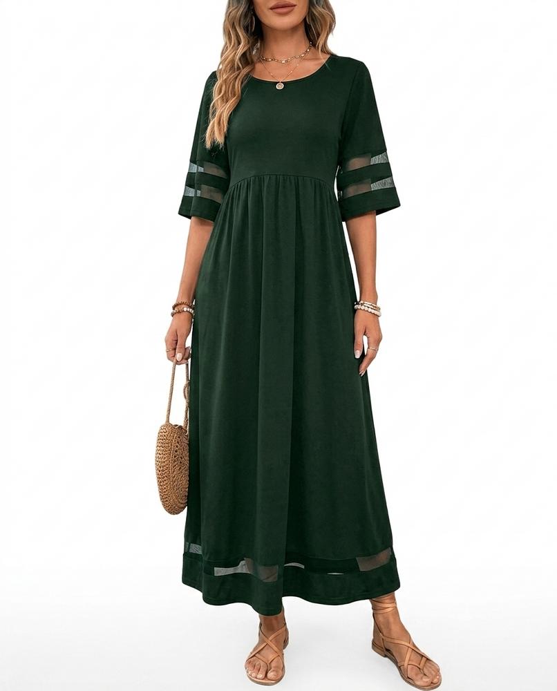 Nord Wear - Nikal | A-Line Mesh-Panel Maxi Dress Women