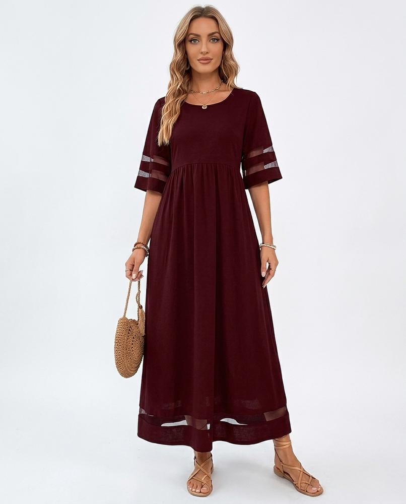 Nord Wear - Nikal | A-Line Mesh-Panel Maxi Dress Women