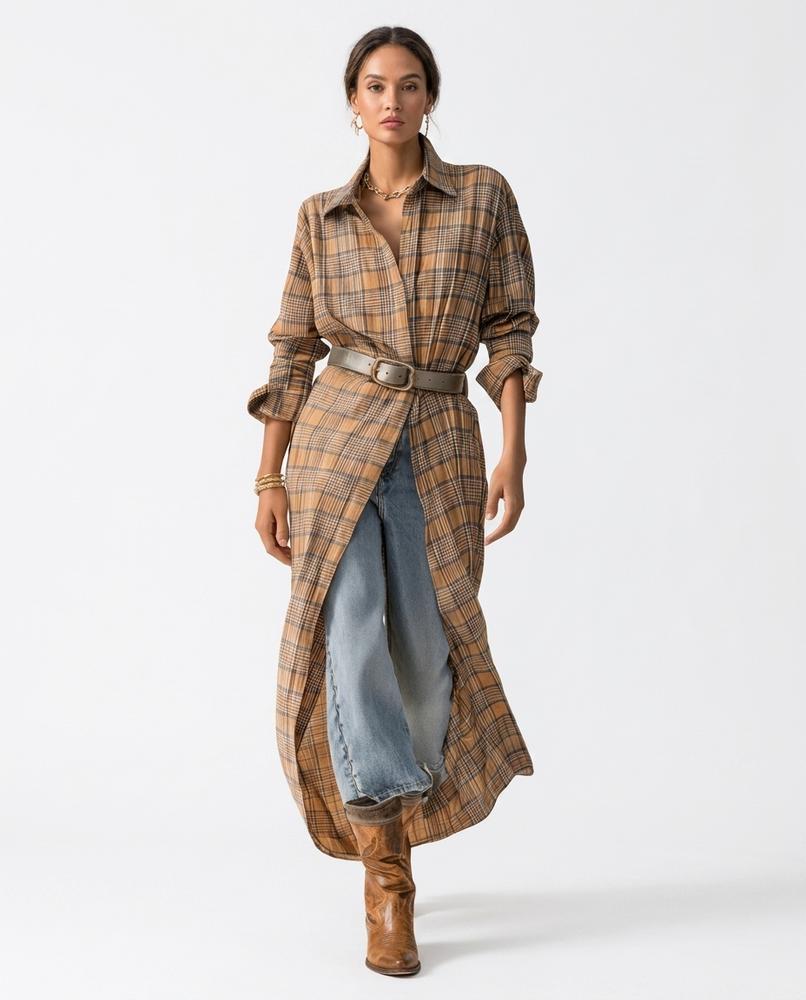Nord Wear - Detar | Plaid Longline Shirt Dress Women