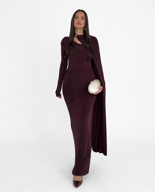 Nord Wear - Lafed | Asymmetrical Cape-Sleeve Maxi Dress Women