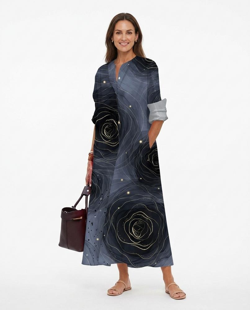 Nord Wear - Yufak | Rose-Print Long-Sleeved Maxi Dress Women