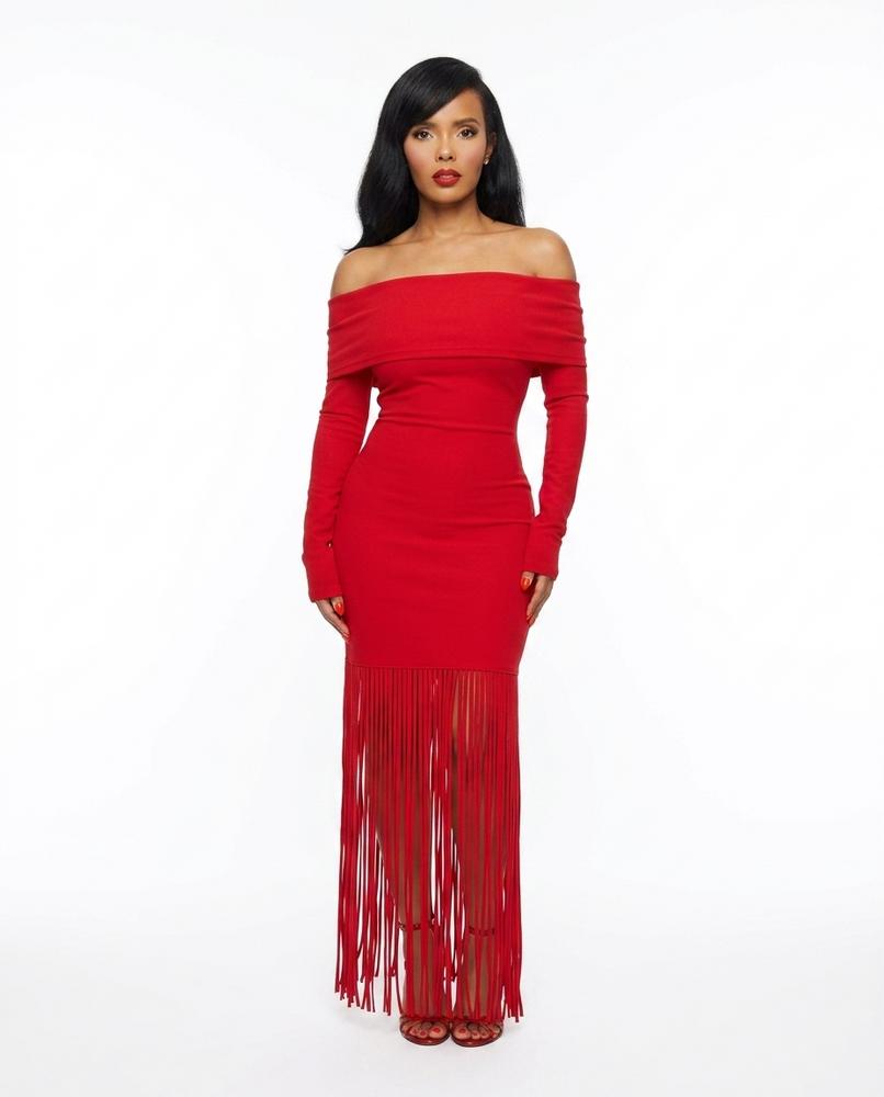 Nord Wear - Eihuv | Off-Shoulder Fringed Maxi Dress Women