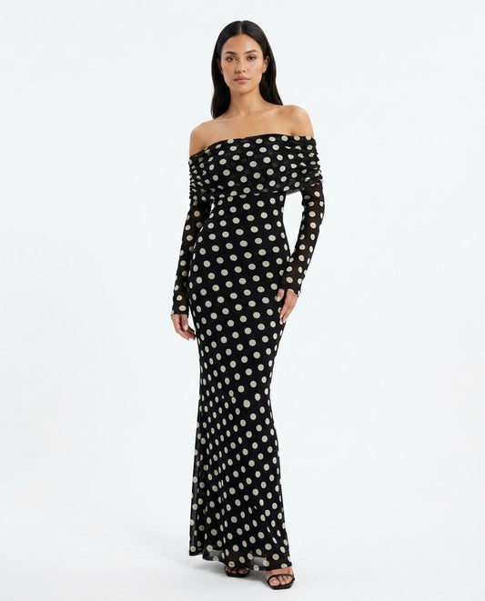 Nord Wear - Terid | Off-Shoulder Polka-Dot Maxi Dress Women