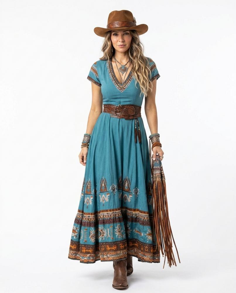 Nord Wear - Lefok | Patterned V-Neck Maxi Dress Women