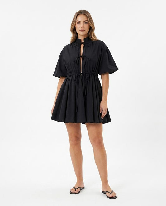 Nord Wear - Runul | Tie-Neck Puff-Sleeve Mini Dress Women